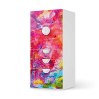 Möbelfolie Abstract Watercolor - IKEA Smastad kombiniert - 3 Schubladen und 2 kleine Türen - weiss