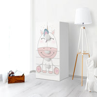Möbelfolie Baby Unicorn - IKEA Smastad kombiniert - 3 Schubladen und 2 kleine Türen - Kinderzimmer