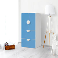 Möbelfolie Blau Light - IKEA Smastad kombiniert - 2 Schubladen und 2 kleine Türen - Kinderzimmer