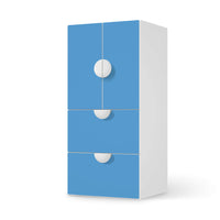 Möbelfolie Blau Light - IKEA Smastad kombiniert - 2 Schubladen und 2 kleine Türen - weiss