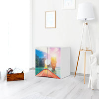 Selbstklebende Folie Blue Water Lagoon - IKEA Smastad Schrank - 2 kleine Türen - Kinderzimmer
