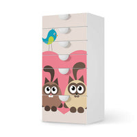 Klebefolie für Möbel Cats Heart - IKEA Smastad Kommode - 6 Schubladen - weiss