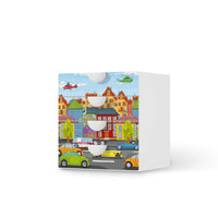 Klebefolie City Life - IKEA Smastad Kommode - 4 Schubladen - weiss