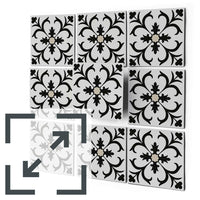 Fliesenaufkleber Eigenes Maß Main - Black Flower Pattern