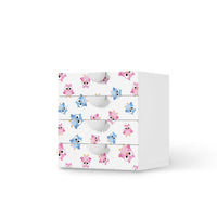 Klebefolie Eulenparty - IKEA Smastad Kommode - 4 Schubladen - weiss