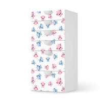 Klebefolie für Möbel Eulenparty - IKEA Smastad Kommode - 6 Schubladen - weiss