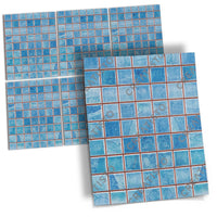 Fliesenaufkleber rechteckig Küche Musterfolie Main - Mosaik Blau