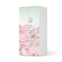 Möbelfolie Floral Doodle - IKEA Smastad kombiniert - 2 Schubladen und 2 kleine Türen - weiss