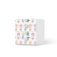 Klebefolie Flying Animals - IKEA Smastad Kommode - 4 Schubladen - weiss