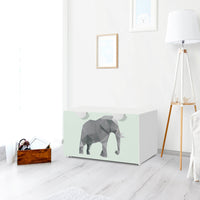 Möbelfolie Origami Elephant - IKEA Smastad Bank mit Kasten - Kinderzimmer