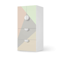 Möbelfolie Pastell Geometrik - IKEA Smastad kombiniert - 2 Schubladen und 2 kleine Türen - weiss