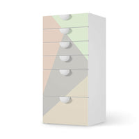 Klebefolie für Möbel Pastell Geometrik - IKEA Smastad Kommode - 6 Schubladen - weiss