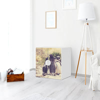 Selbstklebende Folie Pingu Friendship - IKEA Smastad Schrank - 2 kleine Türen - Kinderzimmer