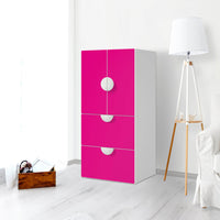 Möbelfolie Pink Dark - IKEA Smastad kombiniert - 2 Schubladen und 2 kleine Türen - Kinderzimmer