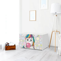 Möbelfolie Rainbow das Einhorn - IKEA Smastad Bank mit Kasten - Kinderzimmer