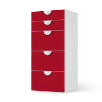Möbel Klebefolie Rot Dark - IKEA Smastad Kommode - 5 Schubladen - weiss