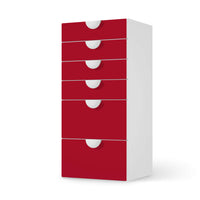 Klebefolie für Möbel Rot Dark - IKEA Smastad Kommode - 6 Schubladen - weiss