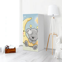 Möbelfolie Teddy und Mond - IKEA Smastad Schrank - 2 große Türen - Kinderzimmer