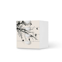 Klebefolie Tree and Birds 1 - IKEA Smastad Kommode - 4 Schubladen - weiss