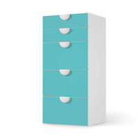 Möbel Klebefolie Türkisgrün Light - IKEA Smastad Kommode - 5 Schubladen - weiss