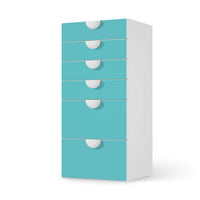 Klebefolie für Möbel Türkisgrün Light - IKEA Smastad Kommode - 6 Schubladen - weiss