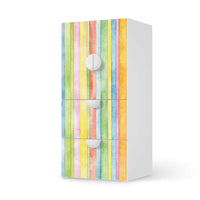 Möbelfolie Watercolor Stripes - IKEA Smastad kombiniert - 2 Schubladen und 2 kleine Türen - weiss