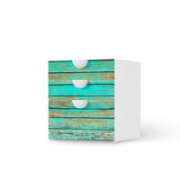 Folie für Möbel Wooden Aqua - IKEA Smastad Kommode - 3 Schubladen - weiss