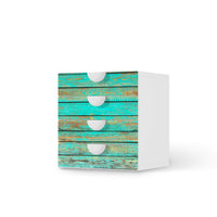 Klebefolie Wooden Aqua - IKEA Smastad Kommode - 4 Schubladen - weiss
