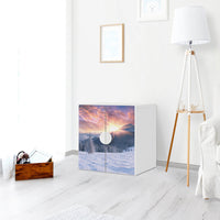 Selbstklebende Folie Zauberhafte Winterlandschaft - IKEA Smastad Schrank - 2 kleine Türen - Kinderzimmer