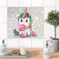 Fliesenaufkleber 15x20 cm Bad - Rainbow das Einhorn