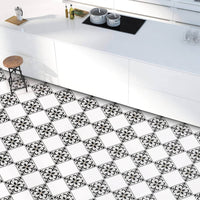 Fliesenaufkleber Boden Küche - Black Flower Pattern