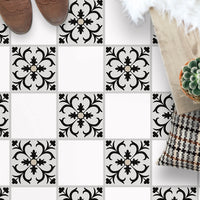 Fliesenaufkleber Boden Muster - Black Flower Pattern