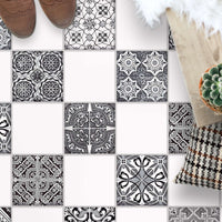 Fliesenaufkleber Boden Muster - Black n White