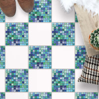 Fliesenaufkleber Boden Muster - Mosaik Grün-Blau