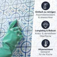 Fliesenaufkleber Einfach Reinigen - Blue Pattern Line