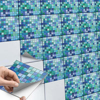 Fliesenaufkleber Küche Main - Mosaik Grün-Blau