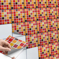 Fliesenaufkleber Küche Main - Mosaik Rot-Orange