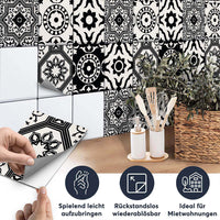 Fliesenaufkleber set rechteckig Küche Aufbringen - Autumn Mystery Black