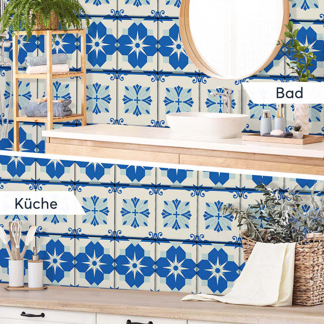 Fliesenaufkleber Set [rechteckig] für Küche & Bad - Türkise Ornamente –  creatisto