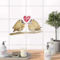 Fliesenfolie 20x15 cm Bad - 2 kleine Eulen