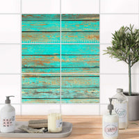 Fliesenfolie 20x15 cm Bad - Wooden Aqua