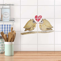 Fliesenfolie 20x15 cm Küche - 2 kleine Eulen