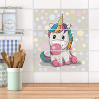Fliesenfolie 20x15 cm Küche - Rainbow das Einhorn