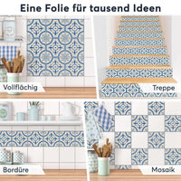 Fliesenaufkleber Selbstklebend Anwendung - Blue Pattern Line