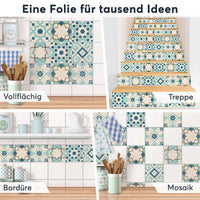 Fliesenaufkleber Selbstklebend Anwendung - Mediterranean Tile Set - Emerald Green