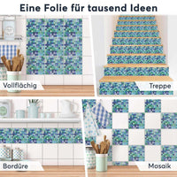 Fliesenaufkleber Selbstklebend Anwendung - Mosaik Grün-Blau