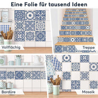 Fliesenaufkleber Selbstklebend Anwendung - Nordic Blue Fliesen