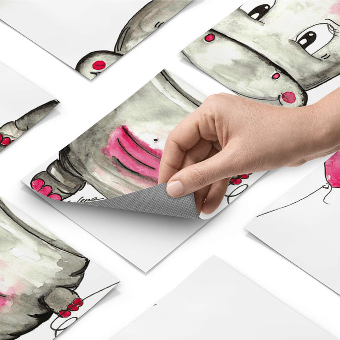 Fliesenfolie - Nilpferd mit Herz - Do-it-yourself - creatisto pds1