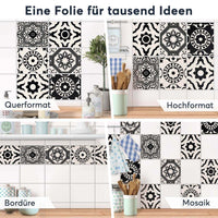 Fliesenaufkleber rechteckig Selbstklebend Anwendung - Autumn Mystery Black