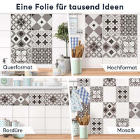 Fliesenaufkleber rechteckig Selbstklebend Anwendung - Classic Elegance